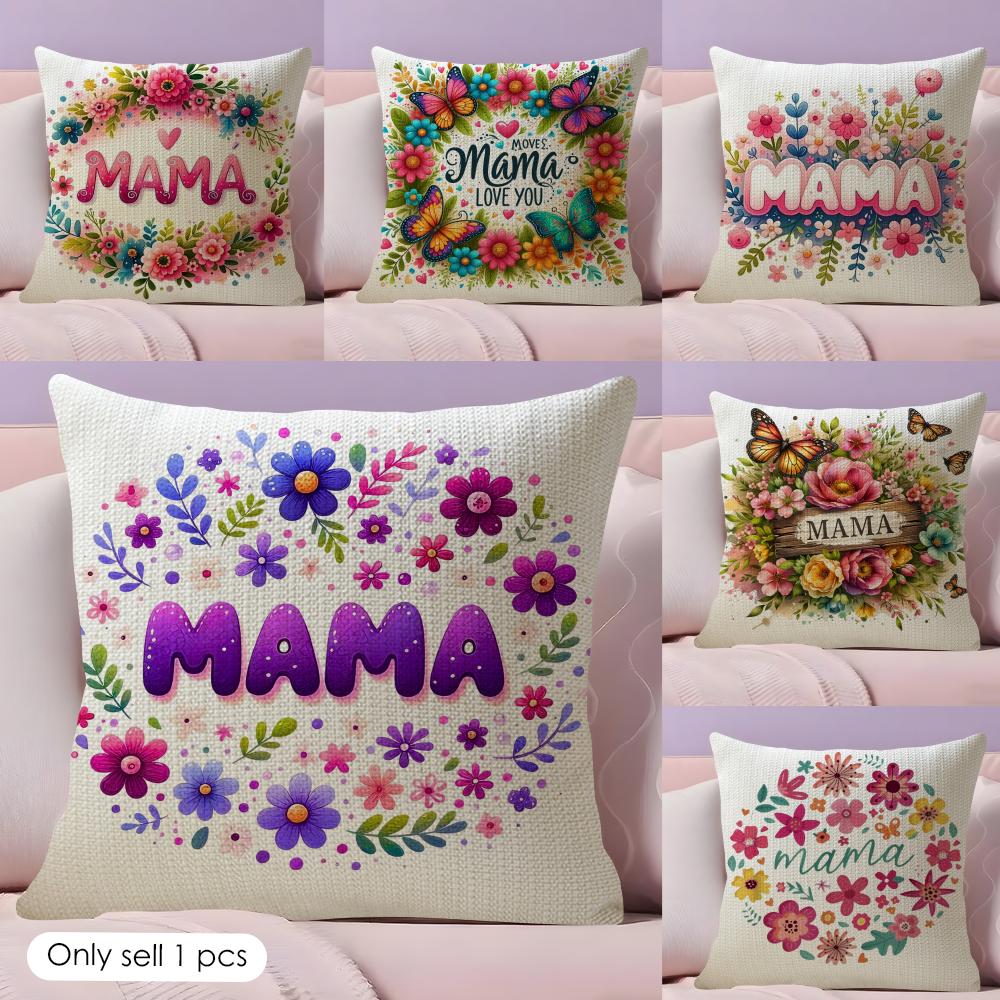 MaMa Cushion Cover Natural Linen Organic Fabric DoubleSided Printing Couch Pillow Covers Home Decor