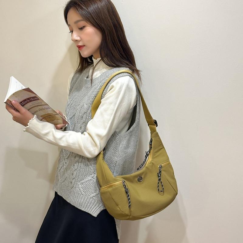 Large Capacity Simple Casual Women's Canvas Bag Lazy Solid Color Dumpling Bag Versatile Fashion Women's Shoulder Oblique Span Bag
