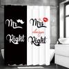 Valentine's Day Mr. Black and White Ladies Lipstick Mustache Shower Curtain, Bathroom Decorative Shower Curtain, Waterproof Show