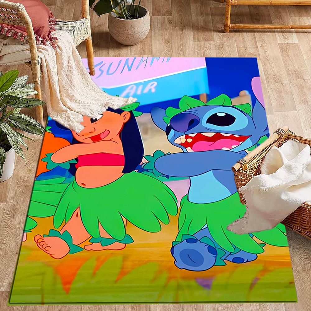Lilo And Stitch Dance Party Disney Cartoon Theme Anti-Slip Rug - Polyester, Home Decor, Suitable for Bedrooms, Living Rooms, Doorways, and Studios