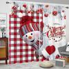 Classic Christmas Snowmen, Checkered Pattern Printed Curtains, Pole Bag Home Decoration, Room Decoration