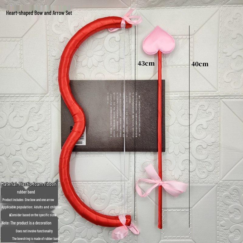 Cupid Heart Bow & Arrow Set for Valentine's Day and Qixi Festival Party Decor & Photo Props
