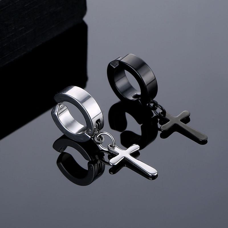 1/16 Paia Orecchini a Bottone Magnetici Uomo Acciaio Inossidabile Senza Foratura Orecchini a Cerchio Pendenti a Croce Unisex Orecchino Magnetico Clip-on con Zirconia Cubica