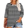 Women's Solid Color Round Neck Plus Size Tops 3/4 Sleeves Elegant Shirt Tops