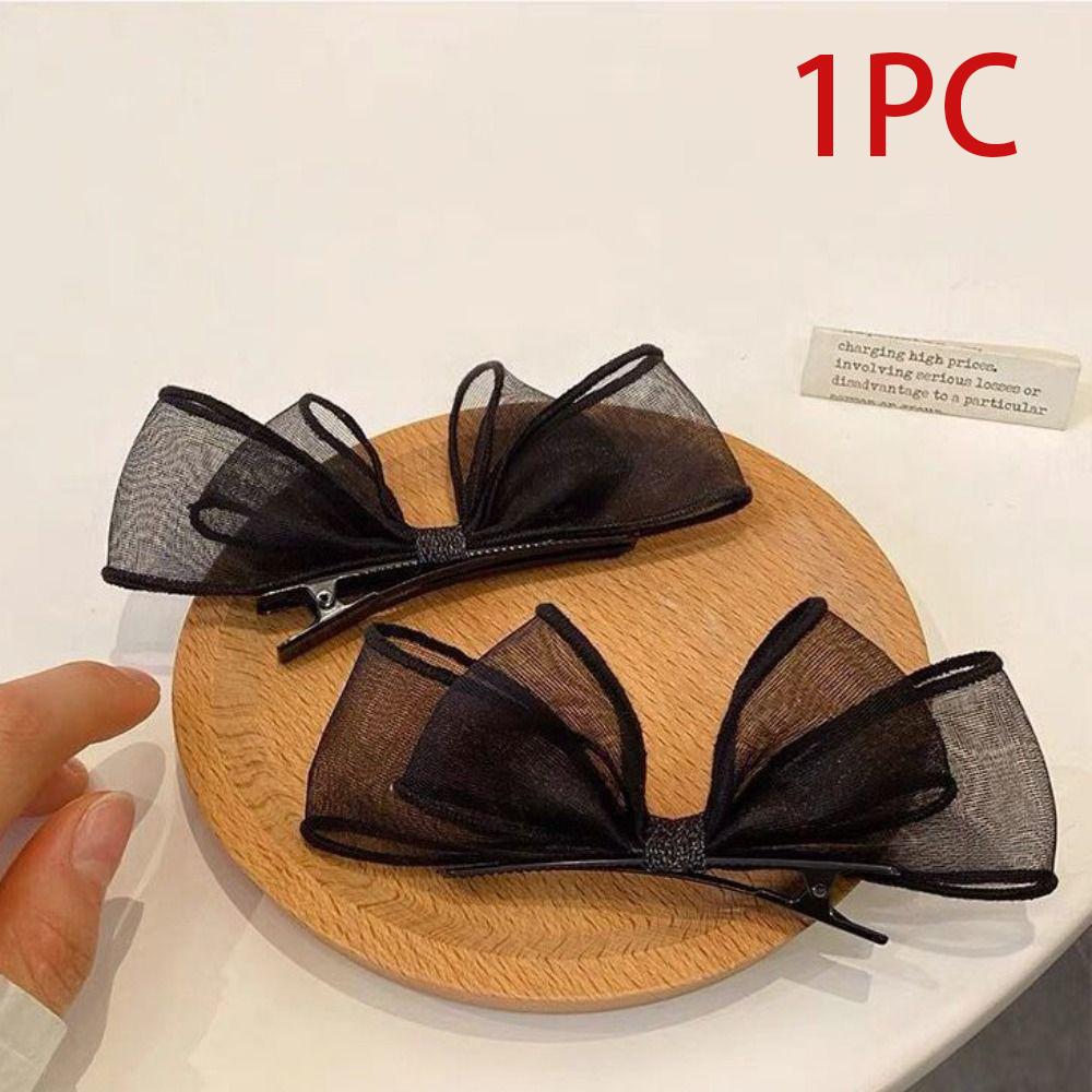 1PC Cute Bowknot Hair Clips Fashion Sweet Headwear Mesh Bow Hairpin Headdress Hair Accessories Bang Clip For Girls
