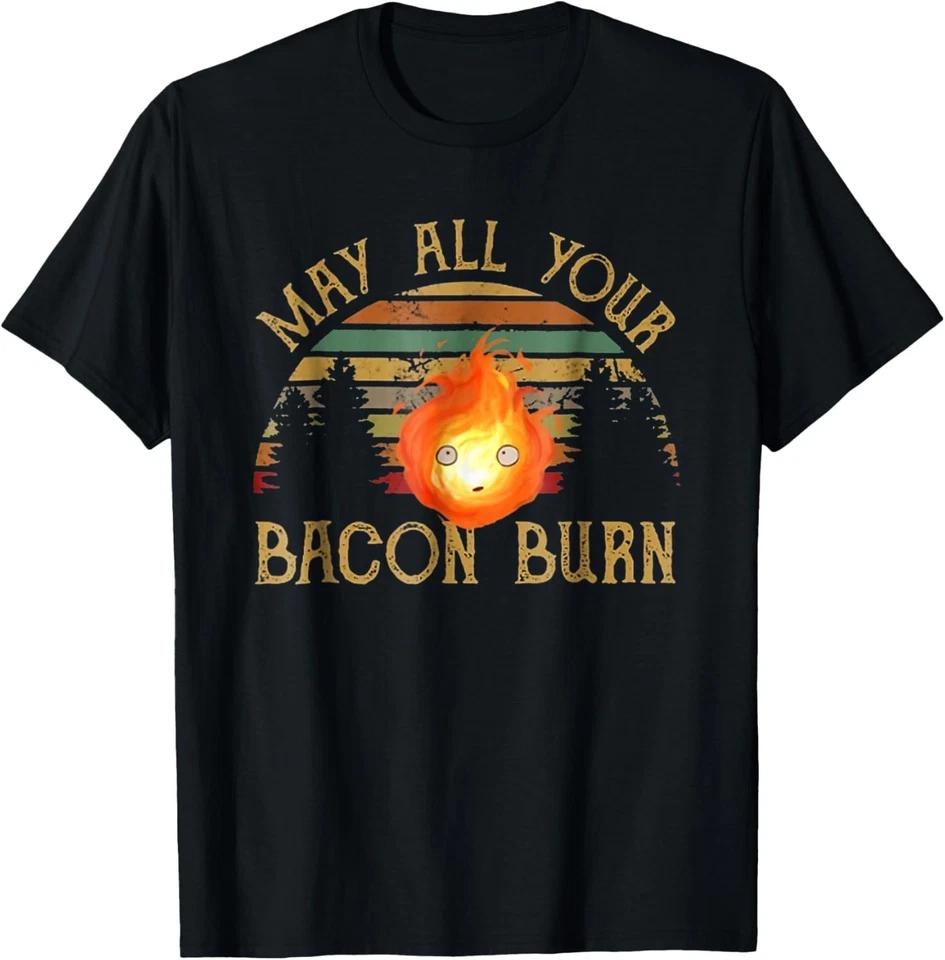 Vintage Retro May All Your Bacon Burn BBQ Grunge T-Shirt 2XL