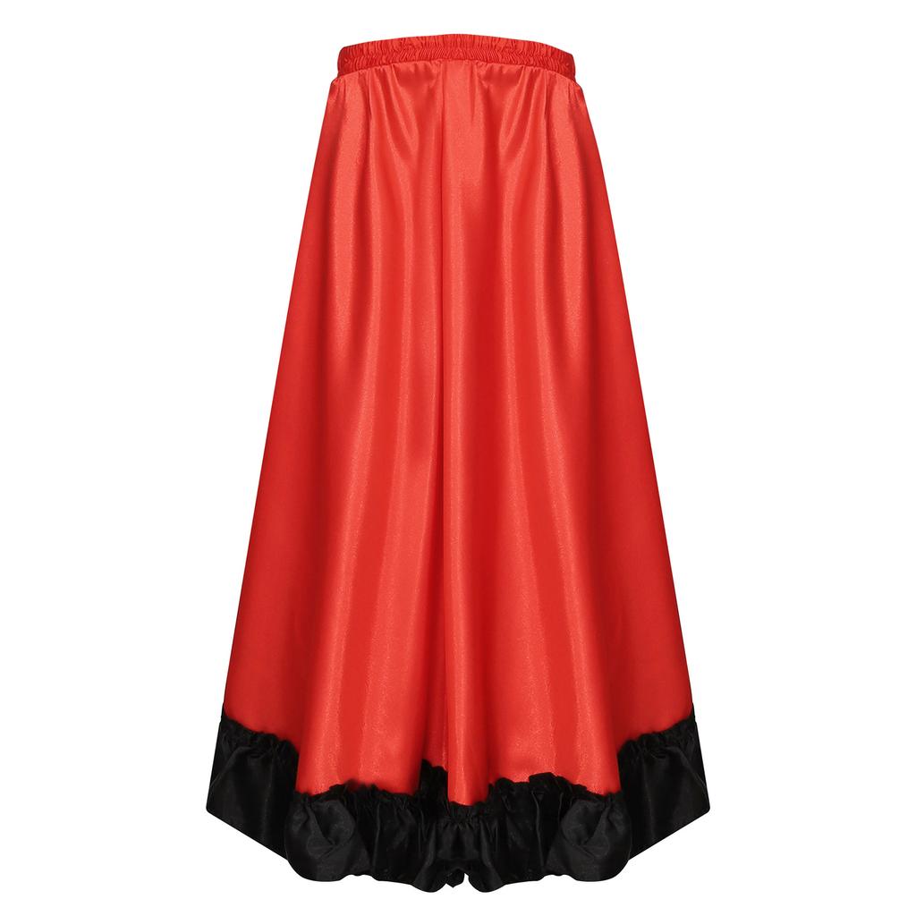 Mädchen Spanischer Stiertanz Rock Großer Schwung Flamenco Kostüm Rüschensaum Rock Bauchtanz Performance Rock