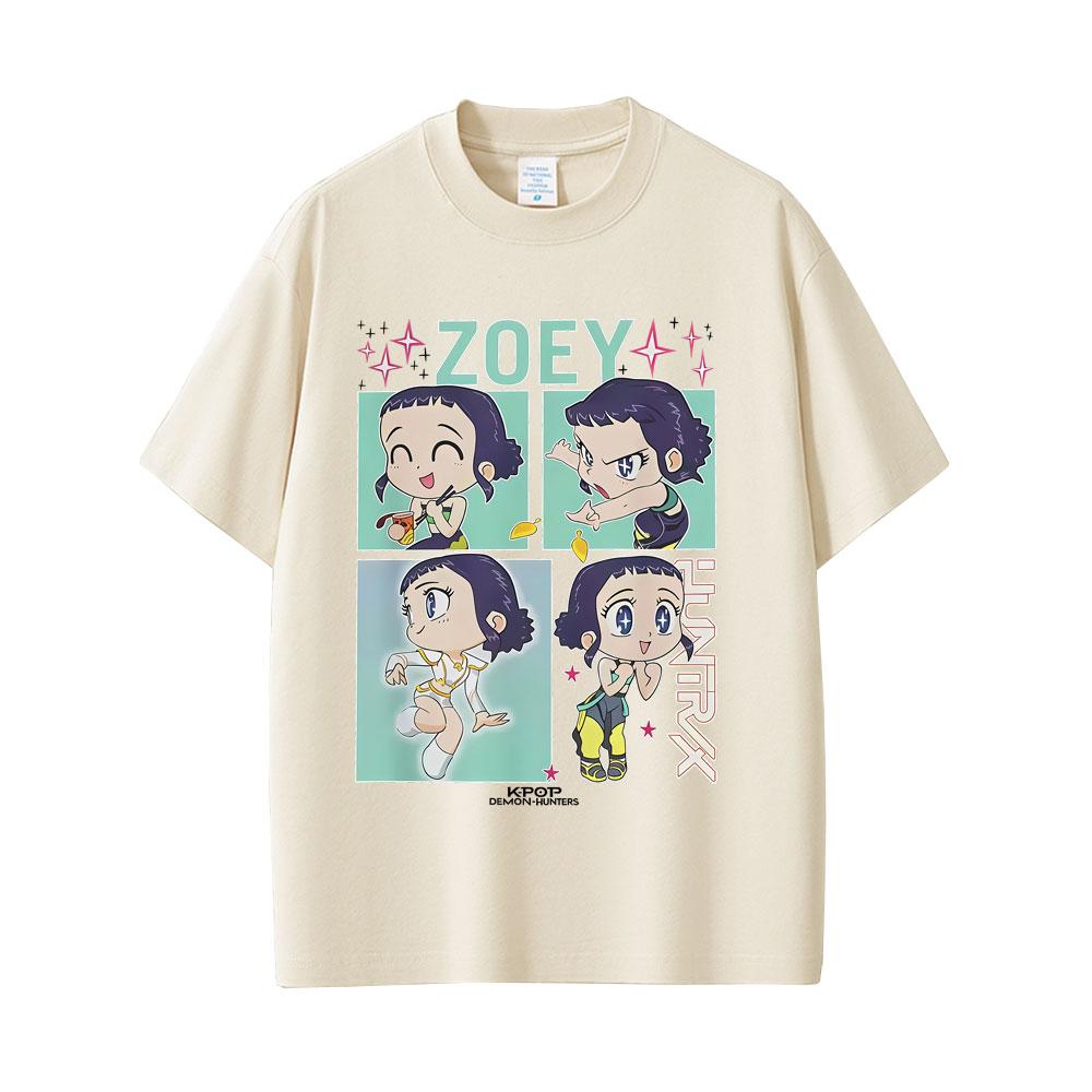 

Kpop Охотники на демонов Руми Мира Зои Футболка Мужская Женская Повседневная Хлопковая Винтажная Футболка с Коротким Рукавом Мужская Мультяшная Мода Уличная Одежда 4XL