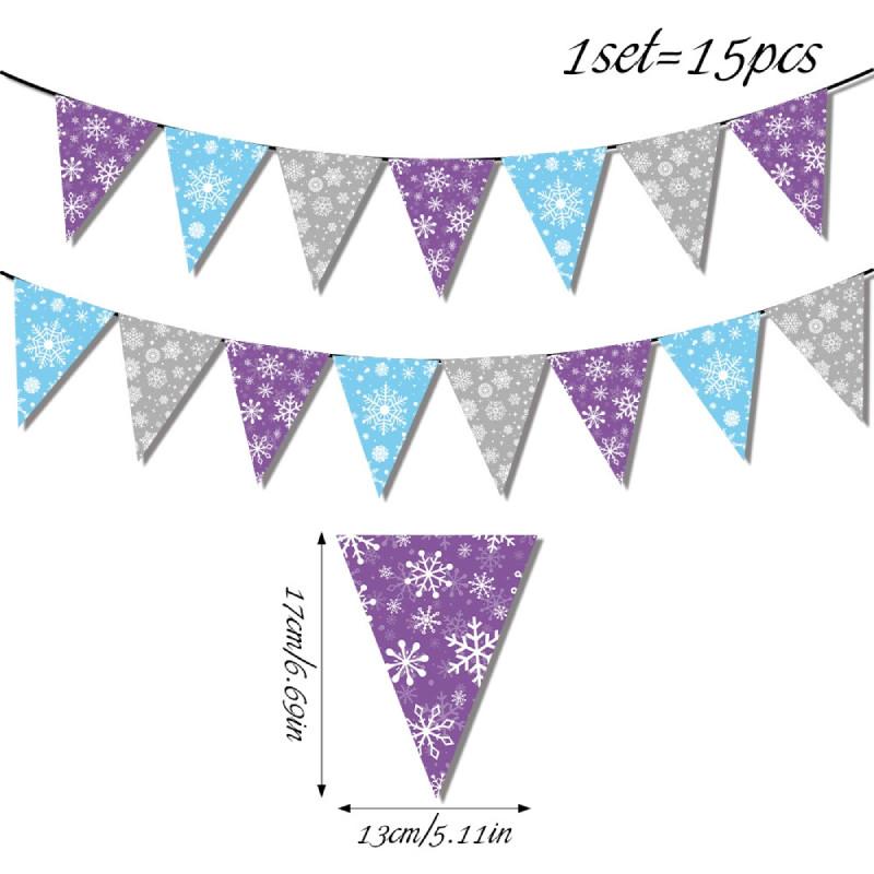 Snowflake Christmas Pattern Paper Triangular Flags For Holiday Decoration Scene
