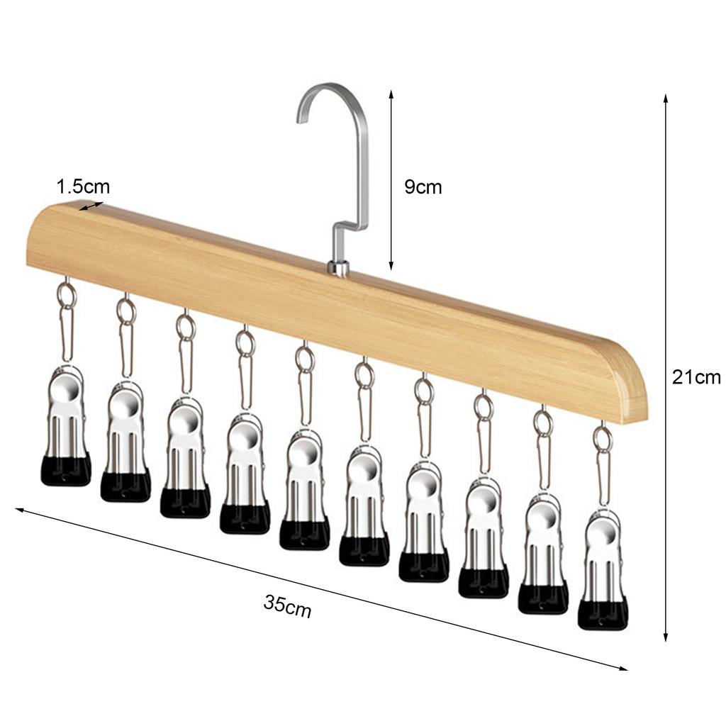 Portable 10 Clips Wooden Yoga Pants Hangers Legging Organizer for Closet Holds 10 Leggings Jeans Hats Shorts Socks 360 Rotating
