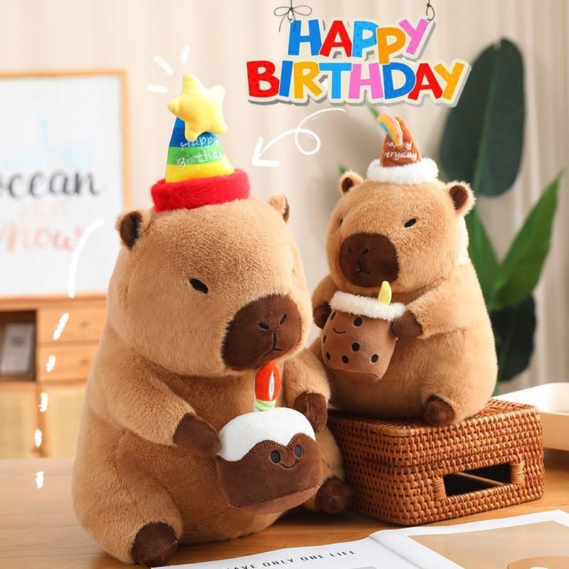 Capybara Plush Animal Doll Fruit Milk Tea Birthday Gift Flower Decoration Toy