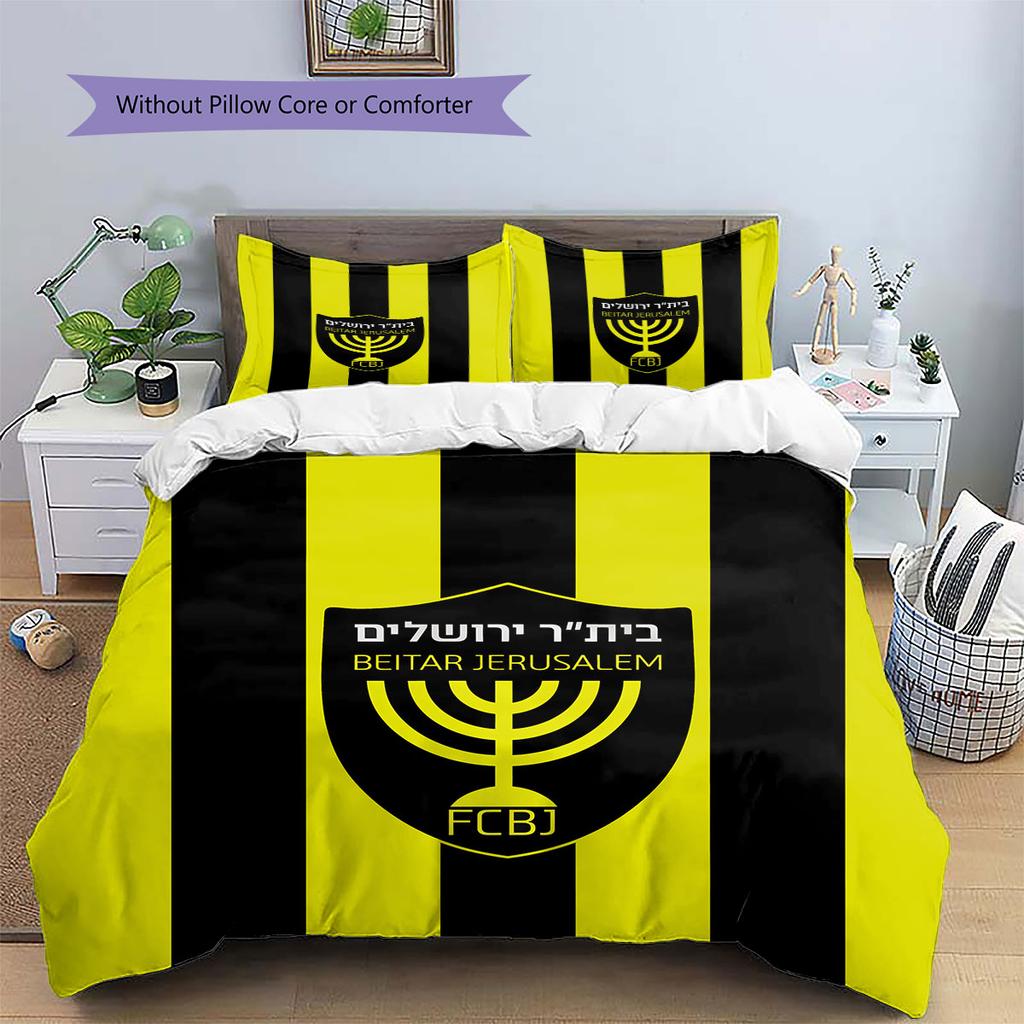 Beitar Jerusalem Pattern Bedding,Quilt Set Quilt Cover Pillowcase Home Birthday Gift(1 * Duvet Cover + 2 * Pillowcase, Without Core)