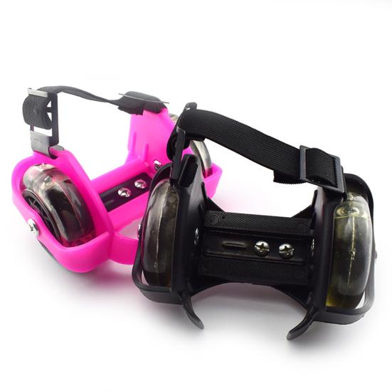 1 Pair Kids Children Outdoor Adjustable LED Flashing Wheel Heel Skate Rollers