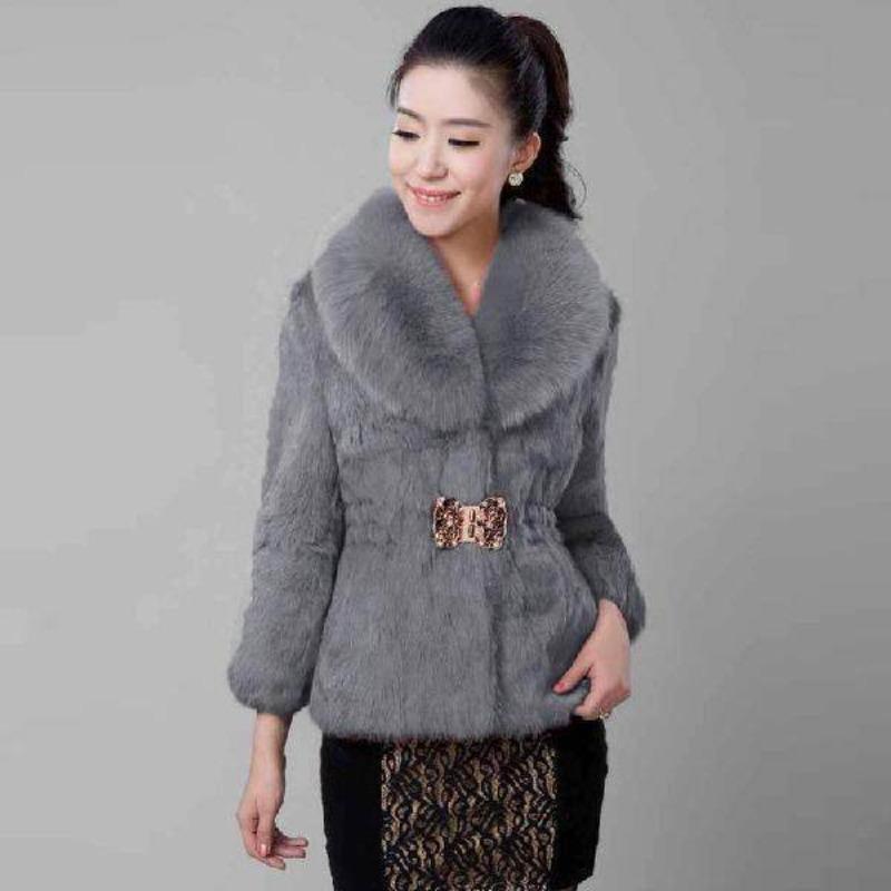 Autumn and winter imitation fur jacket women's short top imitation fox fur collar rabbit fur imitation mink fur coat thickened