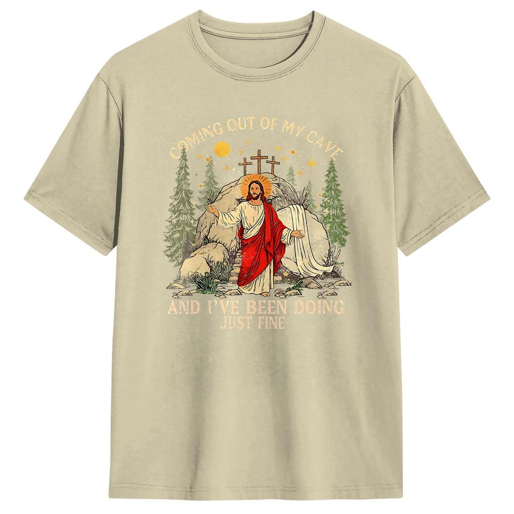 Coming Out of My Cave the Jesus Resurrection EasterTShirt Summer Fashion TShirts Cotton Comfortable Tees ShortSleeved