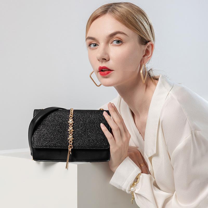 Women's Bag Holiday Gift Starry Sky Chain Small Square Bag Women's New Trendy and High-end Single Shoulder Crossbody Bag