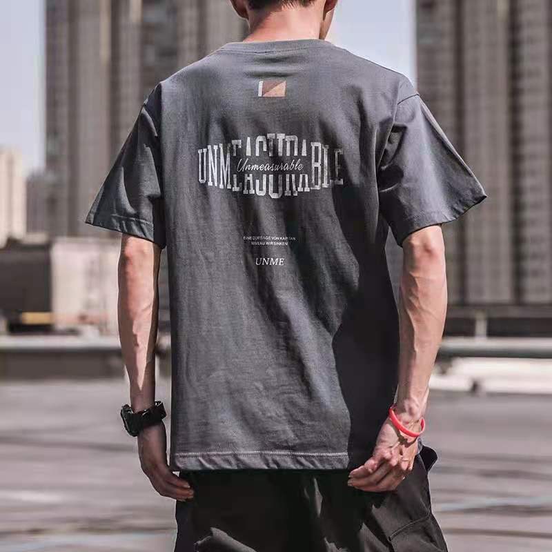 Bavlněné retro tričko s potiskem písmen Pánské letní nové volné tričko s polovičním rukávem