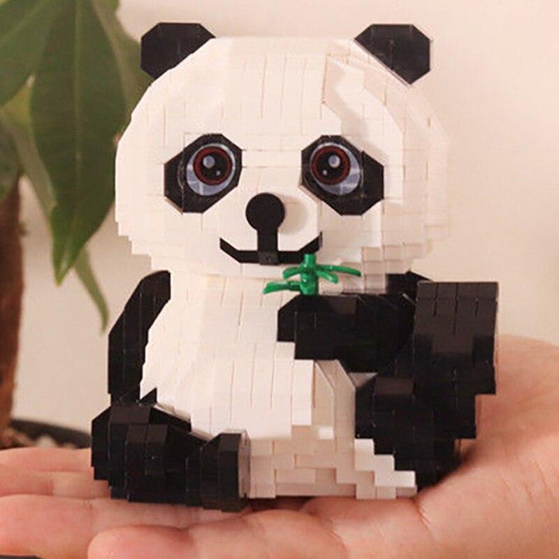 18389 Animal World Ursul panda Hrană din bambus Model de păpușă pentru animale de companie Mini blocuri de diamante, cărămizi, jucărie de construcție pentru copii, fără cutie