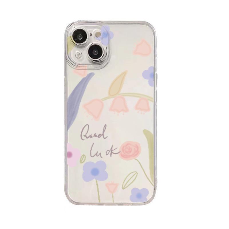 All-inclusive transparent mobile phone case iphone16 tulip 15 anti-drop soft case Apple 17promax trendy women's 11