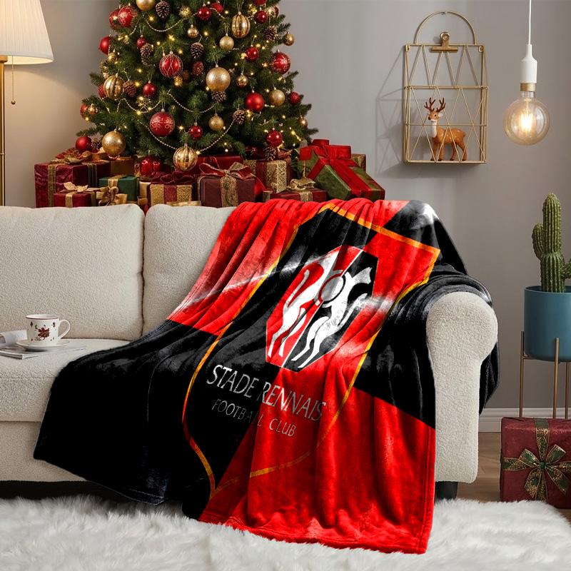 Stade Fc Emblem Throws Blanket Flannel Blankets Plush for Couch Bed Gifts for Men Women Travel picnic blanket Christmas fan gifts