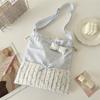 Large Capacity Striped Shoulder Bag Korean Style Drawstring Underarm Bag Sweet Tote Bag  Streetwear