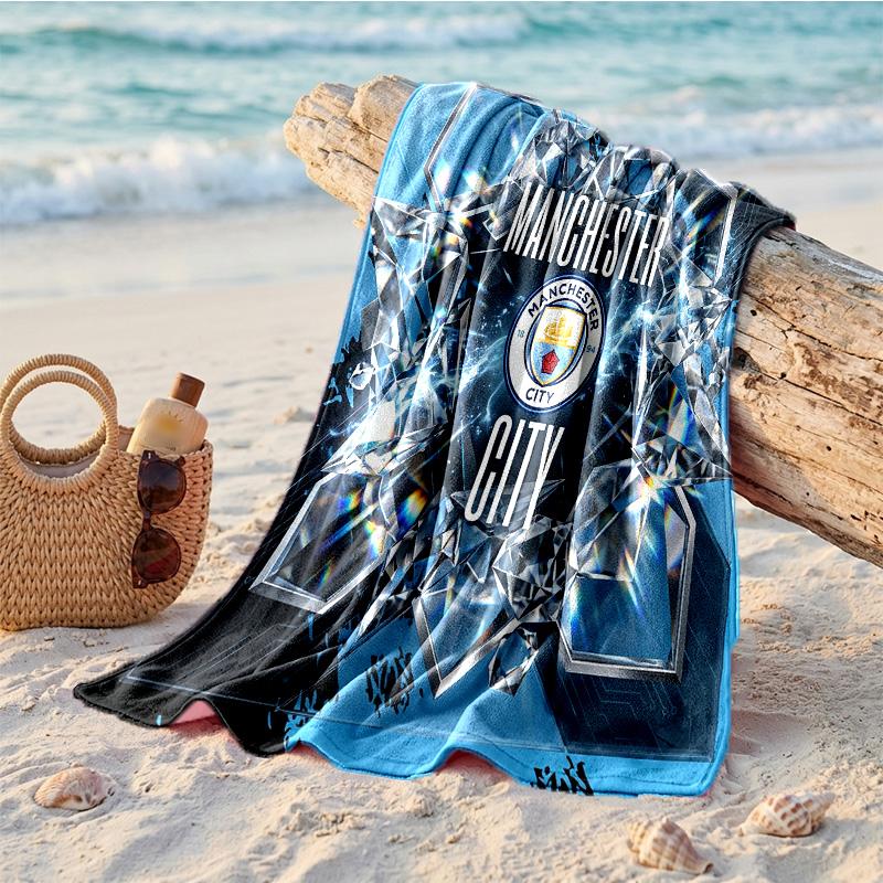 Asciugamano da Spiaggia in Microfibra con Stampa Manchester City Asciugatura Rapida Assorbente Grande Asciugamano per Spiaggia Nuoto Viaggio