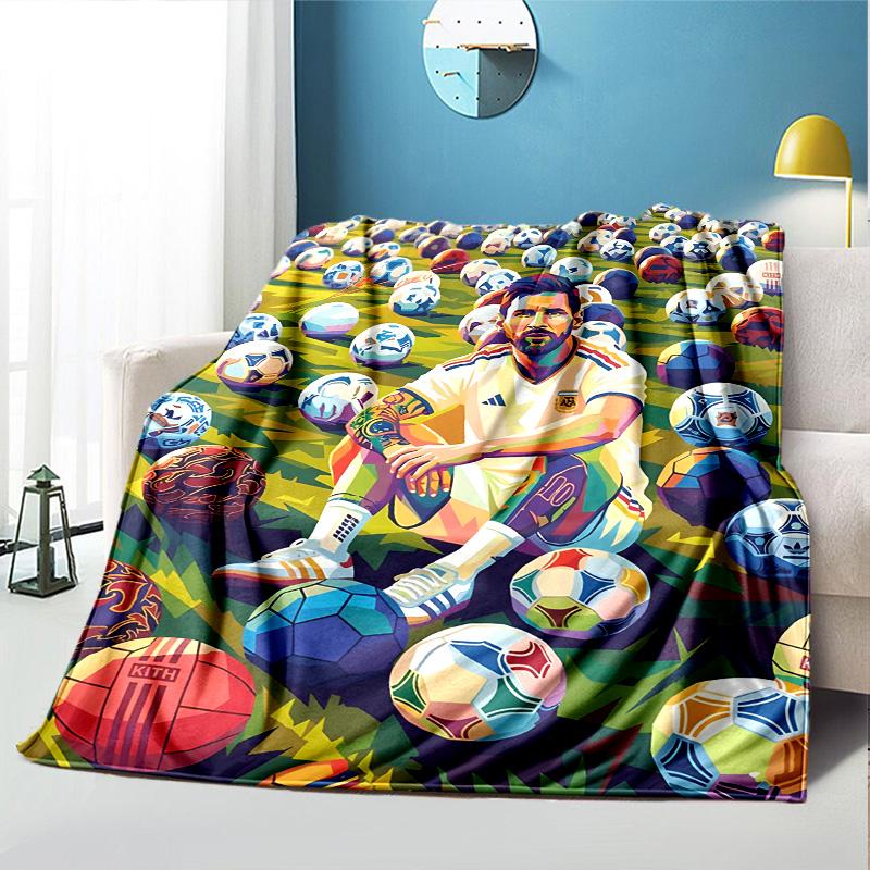 football player Pattern Blanket for Home Decoration, Bed, Sofa, Car Travel, Camping, Suitable for All Seasons, Birthday Christmas Gift