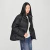 Lee Stand Collar Solid Color Duck Down Comfortable Quilted Design Warm Retaining Dark Series Down Jacket Women outerwear Black LWT008258204579K11000