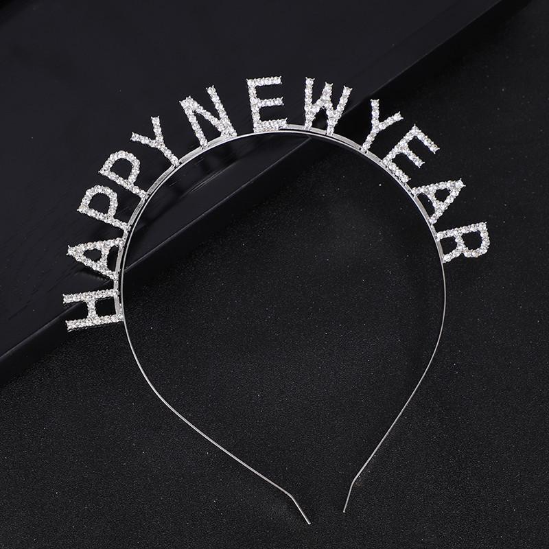 Fashionable Rhinestone Happy New Year Headband – Stylish Party Hair Accessory