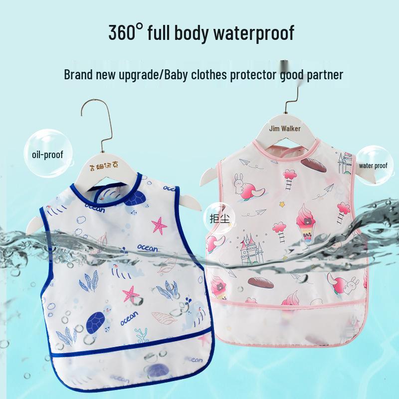 Children's Sleeveless Waterproof Smock Bib with Rice Pocket