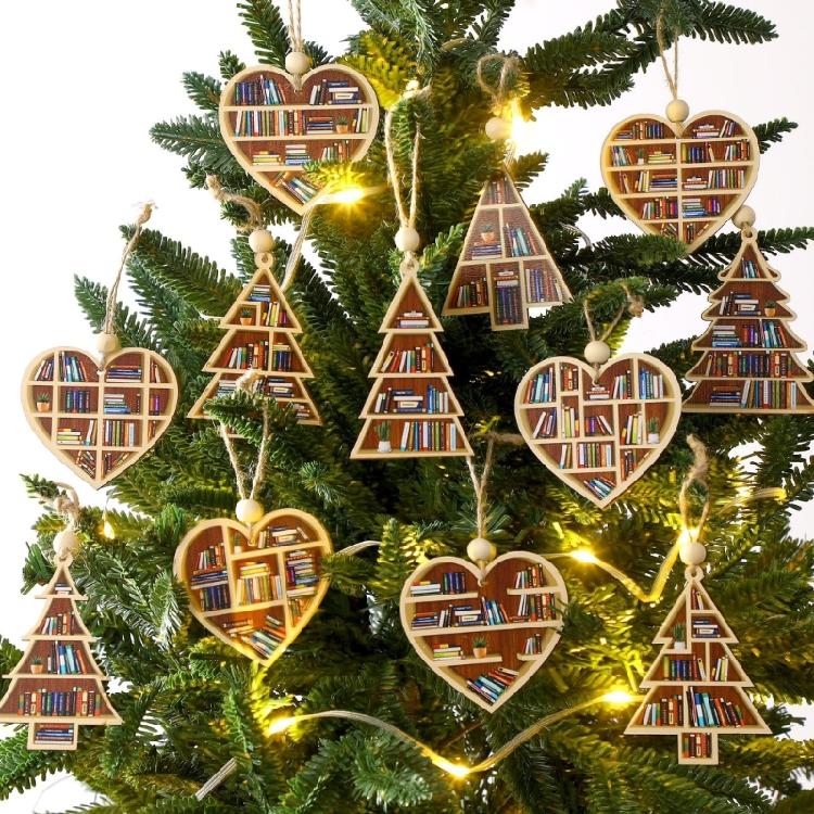 Natural Wood Christmas Hanging Decorations Vintage Inspires Carved Designs Pendant For Indoor Fireplaces Tree