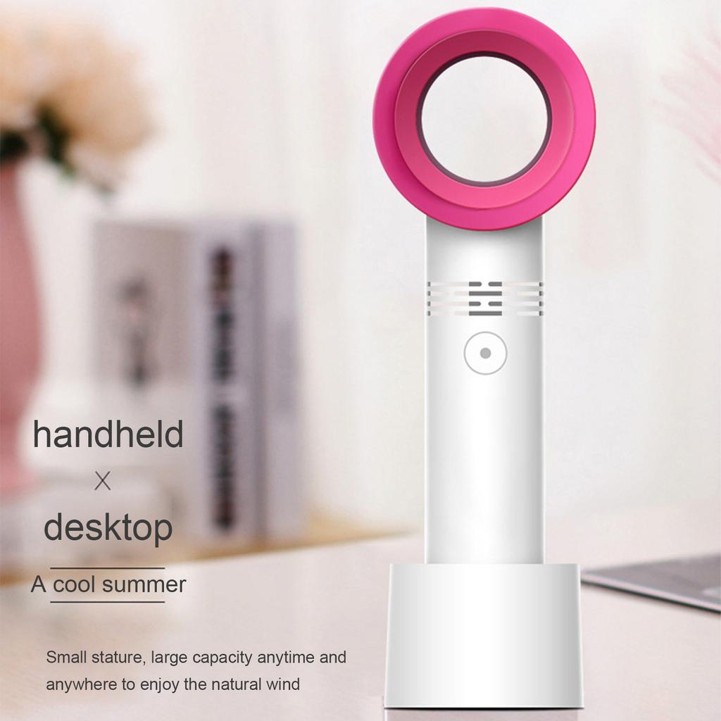 Bladeless Handheld Fan USB Rechargeable 3 Speeds Portable Fan with Stable Base Black
