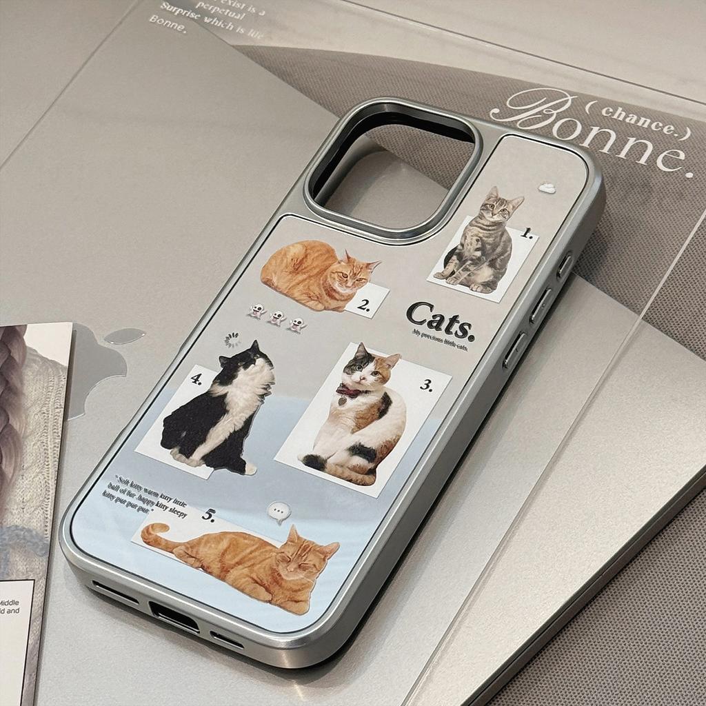 Cats Are Suitable for Daily 16promax Mobile Phone Case Iphone14 Mirror Apple 15 Silver Plating 13 Niche Premium