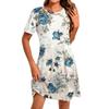 Women's Fashion Casual Print Round Neck Short Sleeve Short Dress