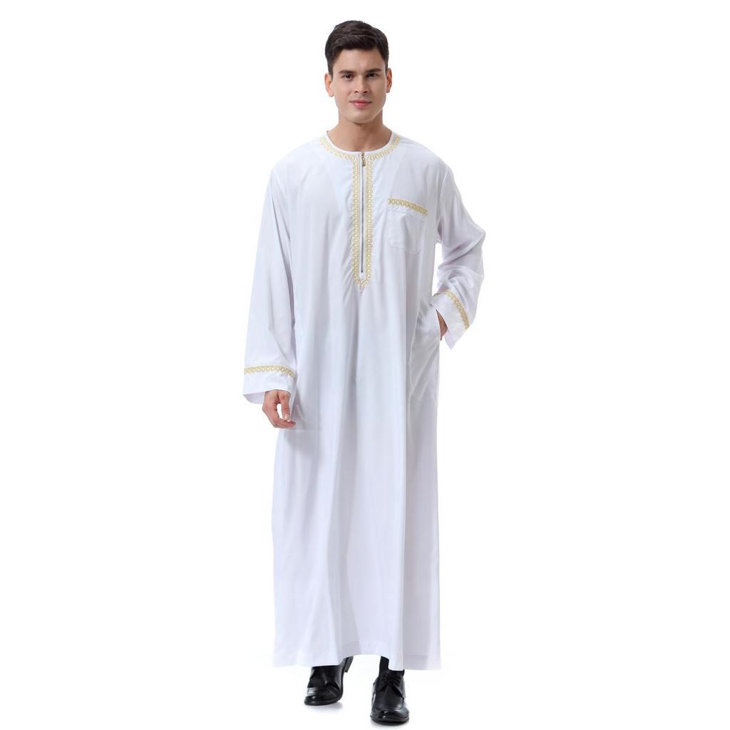 2023 Men's Loose Long Zipper Robe Shirt - Muslim Middle East Arab Dubai Malaysia Style