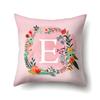 Polyester Pillowcase Pink Flower Home Decoration Print 26 English Letter Cushion Pillowcase