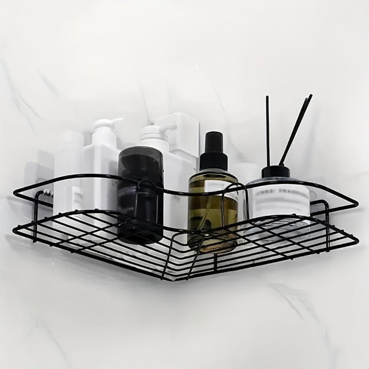 Anti Rust Stainless Steel Wall Mounted Shower Rack with Multiple Compartments, Wall Mounted Bathroom Storage Rack,shampoo, Conditioner,cosmetics Shelf 1 PCS чёрный