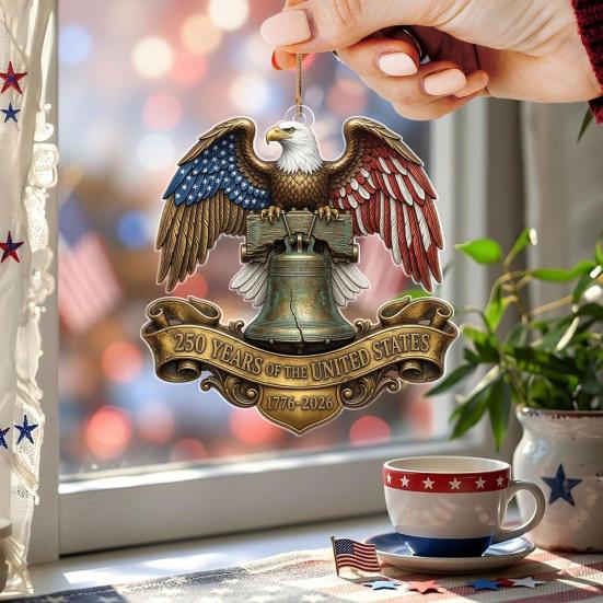 Yousheng 2D Acrylic America 250th Anniversary Ornament 250 Years Patriotic Hanging Decoration 1776-2026 Commemorative Gifts for 4th of July