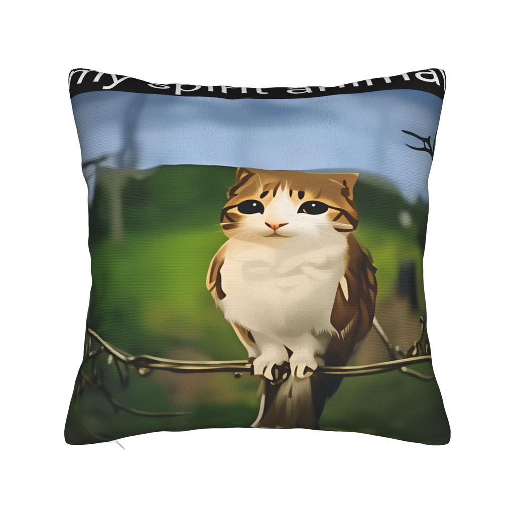 Surprised Meowl cat Owl Square Pillow Case Cushion Cover Fashion Zipper Decor Throw Pillow Case Cover for Living Room 40*40cm