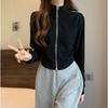 Neuer kurzer Hoodie Damen Hot Girl Strickjacke Jacke Slim Design Langarm-Oberteil