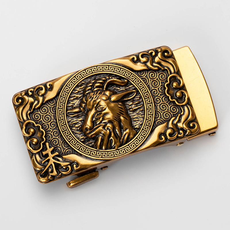 Zodiac Herren Automatik Gürtelschnalle Personalisiert Retro Kupfer 40cm Automatische Zinklegierung Gürtelschnalle
