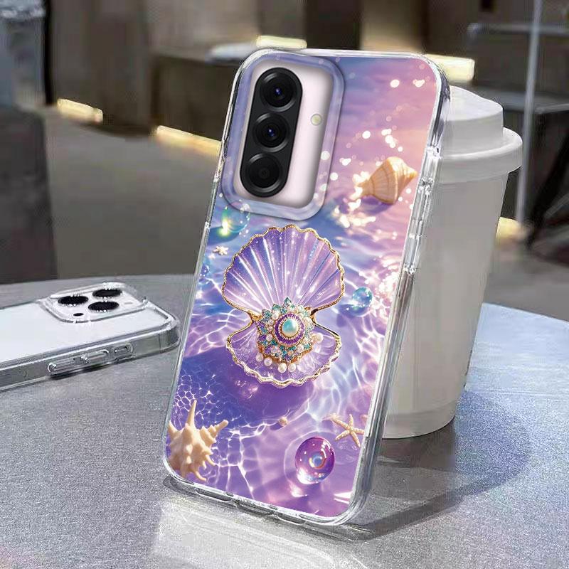 

For Samsung Galaxy A56 A16 A26 A36 A06 A55 A35 A25 A15 A12 A32 A22 A14 A54 M22 M12 5G Blue Ocean Shell Ocean Animals Phone Case Galaxy A52