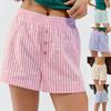 Spring and Summer Women's Striped Button Casual Slimming and Versatile Shorts
