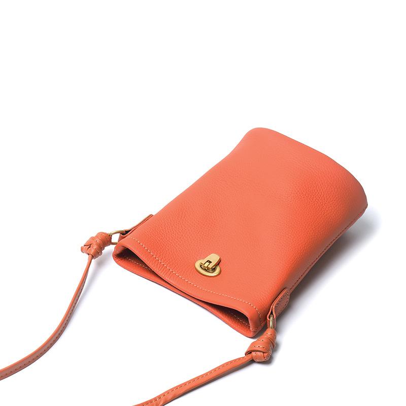 Miniaturowa torebka typu wiaderko z pierwszej warstwy skóry bydlęcej, torba na telefon komórkowy ze skóry naturalnej, prosta, swobodna torba listonoszka na ramię.