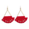 1 Pair Women Dangle Earrings All Match Ear Decoration Creative Weave Semicircle Tassel Hook