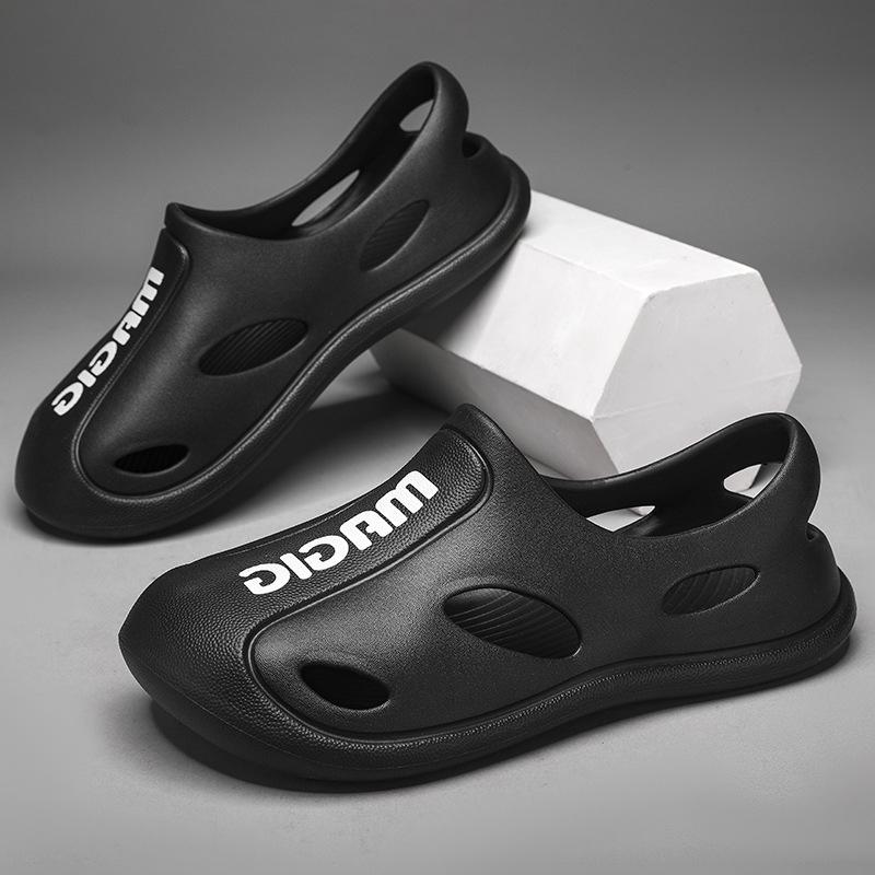 

Модные мужские тапочки из ЭВА, нескользящие, для дома, мужские тапочки, мягкие и удобные сандалии, легкая мужская водонепроницаемая обувь для отдыха на открытом воздухе 45 чёрный