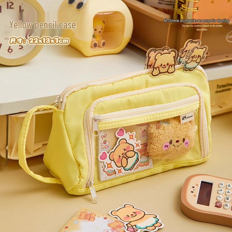 Butter Bear Large Capacity Pencil Case Set for Primary School Girls (2025 New Style)