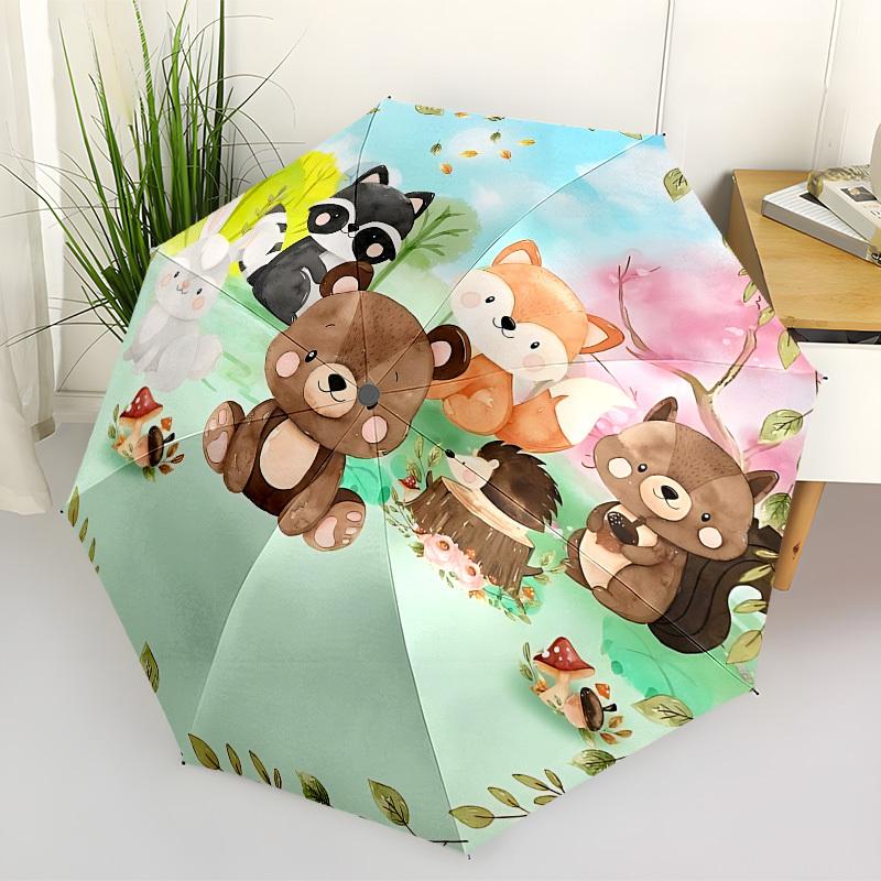 1pc Forest Animals Automatic Open/Close Umbrella, Folding Compact Umbrella with Lightweight Design for Women/Men yy251028238