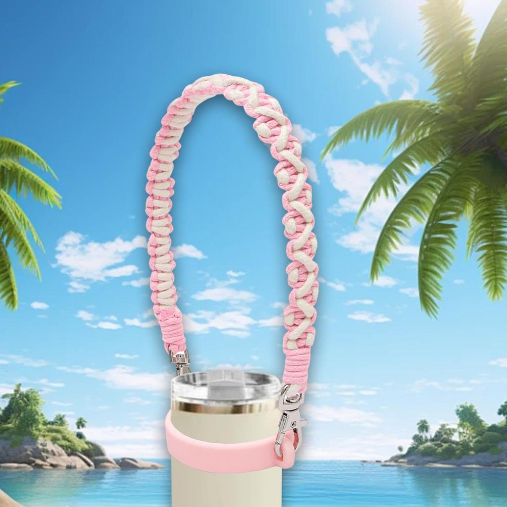 Silicone Water Bottle Handle Strap Water Tumbler Strap Portable Coffee Mug Sling Water Bottle Lanyard for Travel Outing Gym