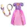 Vestito Rapunzel per Bambini Costume Festa Tangle per Bambini Vestiti Estivi Compleanno Fantasia Cosplay Carnevale Halloween 3-8 Anni